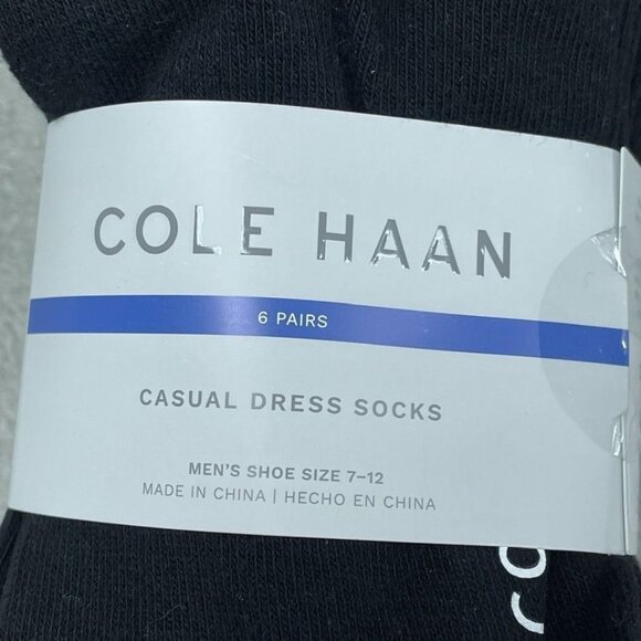 Cole Haan Mens Casual Dress Socks 6 Pairs Black & Gray Size 7-12 Stretch a0645 - Picture 2 of 4